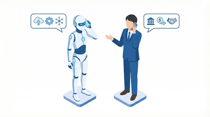 AIが人間と話しているイラスト
