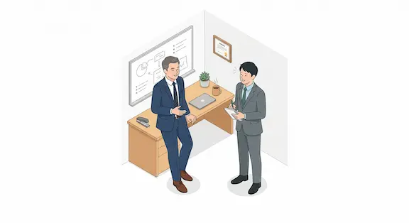 社長と社員が話しているイラスト