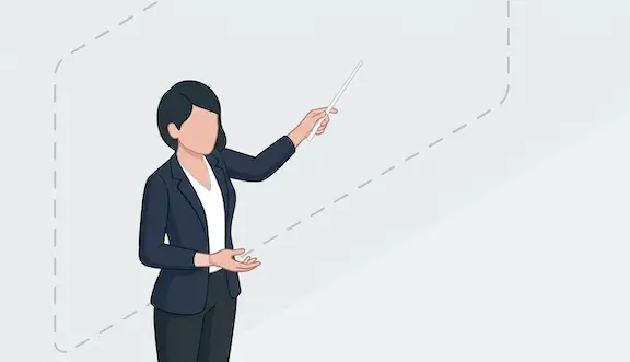 記載がないことを説明している女性のイラスト